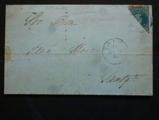 Chile 1857 cover with bisect stamp Talca/Santiago