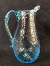 Pichet Normand Verre Soufflé Bleu Verrerie Normandie XIX Art Populaire