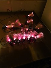 Ancienne guirlande électrique Lumineuse Déco Sapin 15 Lampes Fibres Rouge