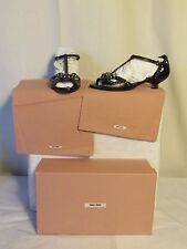 chaussures  MIU MIU cuir noir et fausses pierres 36