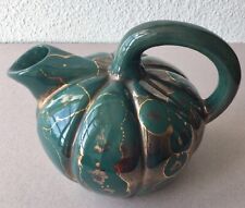 Ancien PICHET MELON, CITROUILLE en céramique ÉMAILLÉE TURQUOISE et OR