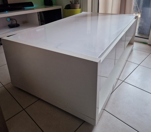 Table basse blanc laqué - table,