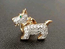 Ancienne Broche Swarovski Petit Chien Scottish.