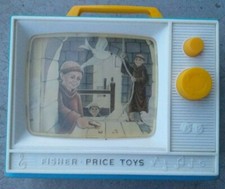Vintage Fisher Price berceuse musicale TV Toy jouet bébé baby music box 