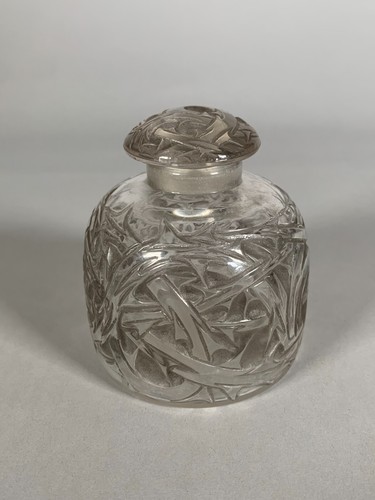 Flacon verre patiné signé - verre,