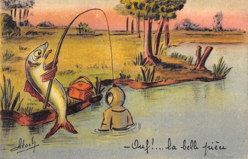 Cpa fantaisie poisson qui - poisson,