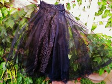 JUPON NOIR ancien TULLE & DENTELLE de CALAIS INSOLITE & EXTRAVAGANT