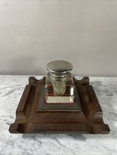 Encrier ancien en acajou et