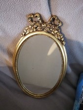 Miroir ovale  Style ancien Resine avec décoration noeud vintage 40 x 22 cm