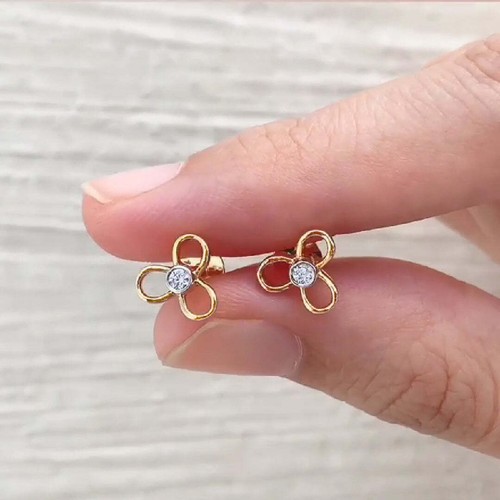14k massif fleur clous - massif,