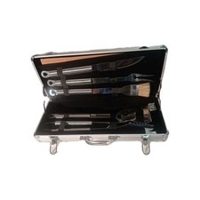 Mallette barbecue en aluminium – set 6 ustensiles inox – couteau, fourchette...