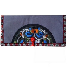 portefeuille porte monnaie femme Gris toile grise idée cadeau satin broderies
