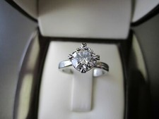 Bague de fiançailles or blanc 14 carats 2,00 ct VVS1 coupe ronde moissanite b...
