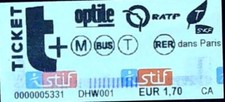 Paris France Metro Ticket T+
