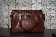 Sac à main Kesslord, cuir marron effet croco