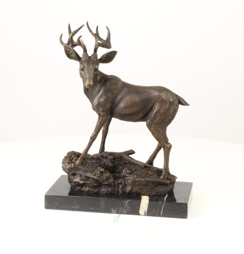 Sculpture cerf bronze - bronze, sur