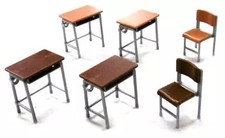 Lot de 6 mini figurines "Bureau et chaise d'école"