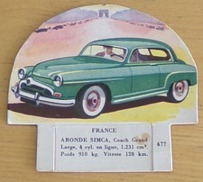 1956  ARONDE  SIMCA  FRANCE  VOITURE  CHROMO  LA VACHE SERIEUSE  PUBLICITAIRE