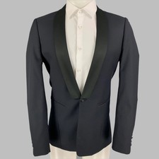 SANDRO Taille 38 Noir Laine Col Châle Manteau Sport