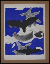 Georges BRAQUE : deux oiseaux, lithographie originale 1955