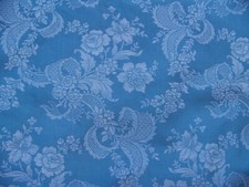 ANCIEN GRAND COUPON TOILE MATELAS BLEU MOTIFS BLANC 160 cm x 420 cm - M 13