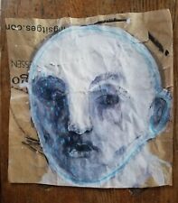 Artwork Peinture Piece D'ArT brut OutSider, TÊTE, sur Kraft Art singulier Hils