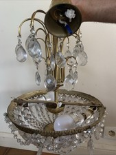 Lustre ancien pampilles cristal/verre – style panier
