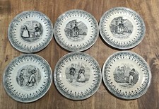 Lot 6 anciennes assiettes parlantes/Terre de feu de Grigny/antiques  plates