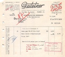 FACTURE  1948 SUCCURSALES ET DEPOTS GESTETNER A BORDEAUX - 1948 ETS J J CARNA
