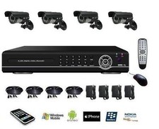 Kit de vidéo surveillance, enregistreur numérique DVR IP 4voies + caméras IR