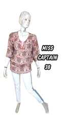 Miss Captain Taille 38 Superbe tunique manches 3/4 femme rose marron haut