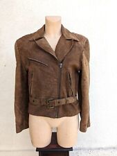 Blouson cuir daim marron
