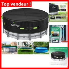 Couverture de Piscine Ronde 640 cm avec Sangles et Clous Lumineux pour Sécurité