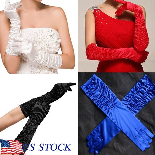 Women satin gloves long sleeve - gloves,