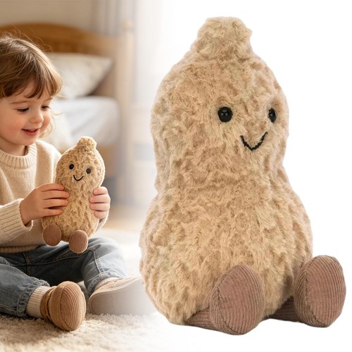 Peluche cacahuète 17cm jaune - peluche,