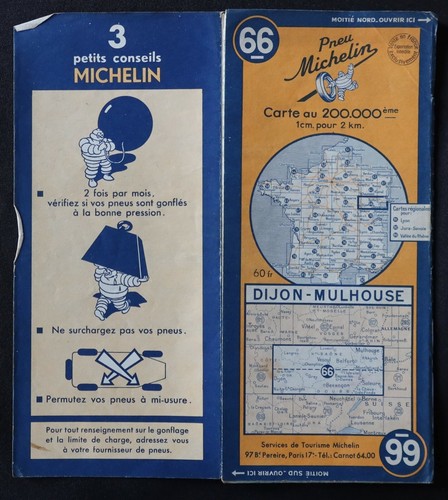Carte 1949 michelin dijon - carte,