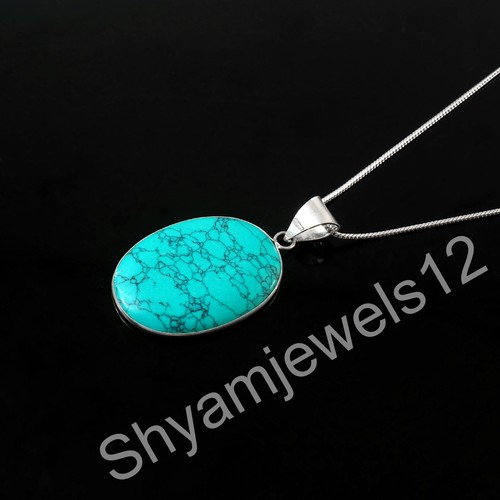 Pendentif collier turquoise - pendentif, en
