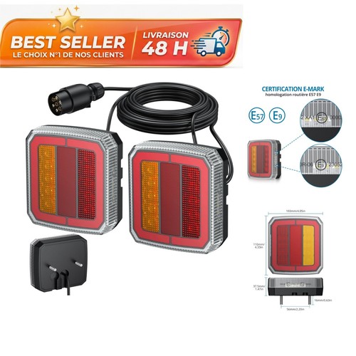 Feux arrière remorque led - arrière,