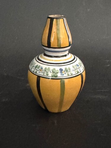 Vase jaune rayures vertes - vase, à
