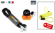 Pack ANTIVOL Cadenas Homologué Assurance SRA  Chaine lasso 1m moto Scooter Quad