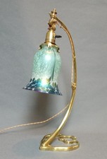 Lampe en bronze Art Nouveau Art Déco tulipe Loetz