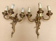 Ancienne paire d'appliques triple en bronze - Etat de marche - début XXe S
