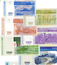 LOT SET SERIE 6 BILLETS MADAGASCAR 5000 2000 1000 500 200 100 Ariary 2004