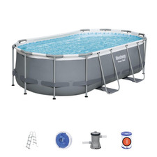 Piscine hors sol ovale Bestway Power Steel 56620 427x250x100 cm gris foncé
