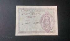 Billet De Banque : 20fr D'Algérie en Bon État Du 2 Février 1945 Craquant