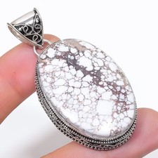 Pendentif pierre précieuse forme ovale cheval sauvage cadeau ancien bijou vin...