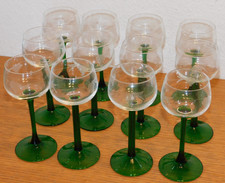 1980 vintage LOT 12 VERRE à PIED 16.5cm alsace gravé VIGNE de RAISIN VIN BLANC