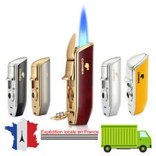 Métal Allume-cigare Flamme Torche 3 Jets Portable Gaz Butane Regonflable Voyages