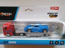 camion transporteur avec voiture de sport, véhicules en métal et plastique .22cm