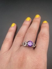 BAGUE Maty Argent 925 Avec Pierre Violet Blanche Stock Bijouterie Femme Beauté